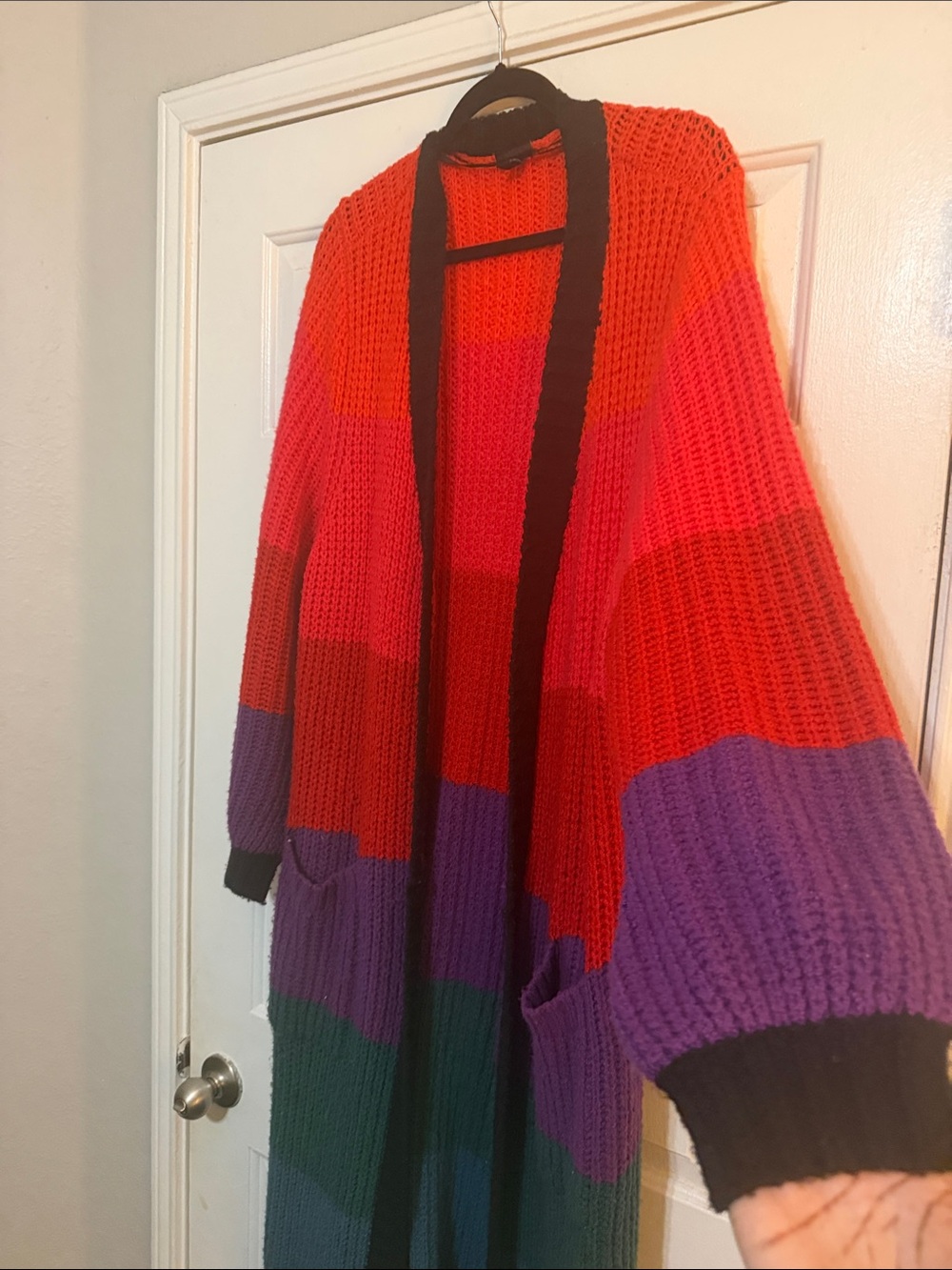 torrid Orange Pink Red Purple Green Colorblock Open-Front Cardigan